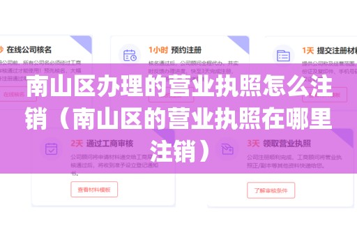 南山区办理的营业执照怎么注销（南山区的营业执照在哪里注销）
