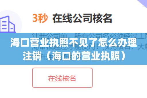 海口营业执照不见了怎么办理注销（海口的营业执照）