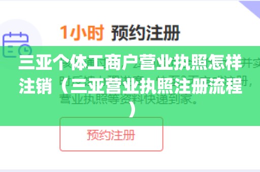 三亚个体工商户营业执照怎样注销（三亚营业执照注册流程）