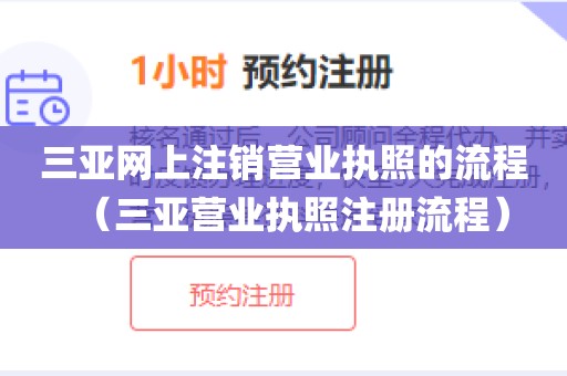 三亚网上注销营业执照的流程（三亚营业执照注册流程）