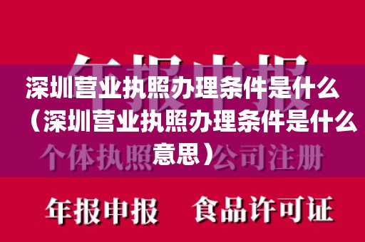 深圳营业执照办理条件是什么（深圳营业执照办理条件是什么意思）