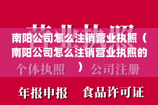 南阳公司怎么注销营业执照（南阳公司怎么注销营业执照的）