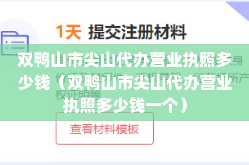 双鸭山市尖山代办营业执照多少钱（双鸭山市尖山代办营业执照多少钱一个）
