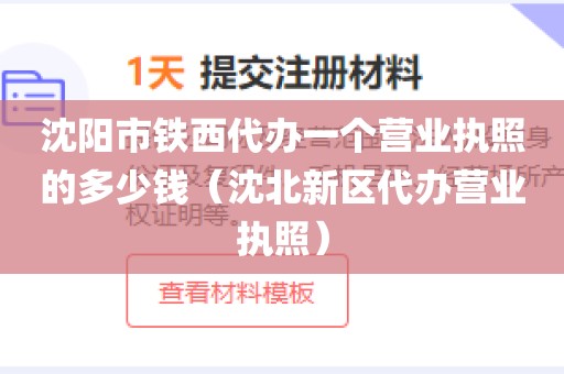 沈阳市铁西代办一个营业执照的多少钱（沈北新区代办营业执照）