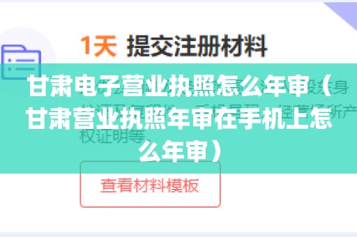 甘肃电子营业执照怎么年审（甘肃营业执照年审在手机上怎么年审）