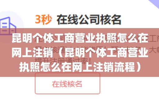昆明个体工商营业执照怎么在网上注销（昆明个体工商营业执照怎么在网上注销流程）