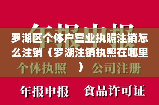 罗湖区个体户营业执照注销怎么注销（罗湖注销执照在哪里）