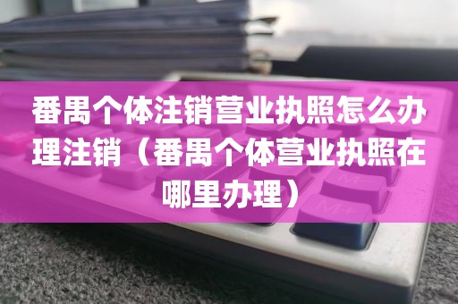 番禺个体注销营业执照怎么办理注销（番禺个体营业执照在哪里办理）