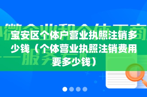 宝安区个体户营业执照注销多少钱（个体营业执照注销费用要多少钱）