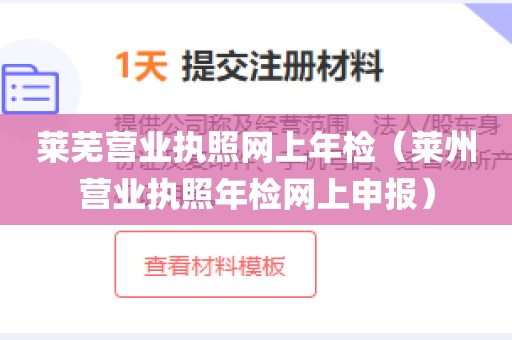 莱芜营业执照网上年检（莱州营业执照年检网上申报）