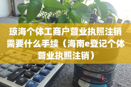 琼海个体工商户营业执照注销需要什么手续（海南e登记个体营业执照注销）