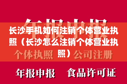长沙手机如何注销个体营业执照（长沙怎么注销个体营业执照）