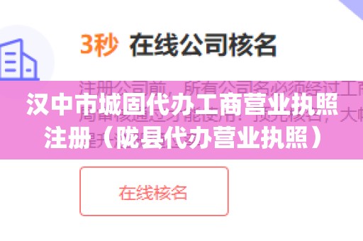 汉中市城固代办工商营业执照注册（陇县代办营业执照）