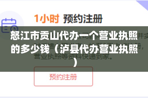 怒江市贡山代办一个营业执照的多少钱（泸县代办营业执照）
