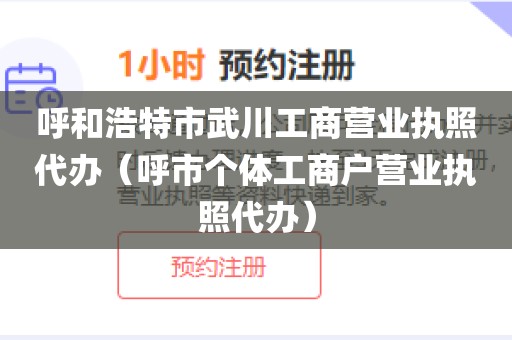 呼和浩特市武川工商营业执照代办（呼市个体工商户营业执照代办）