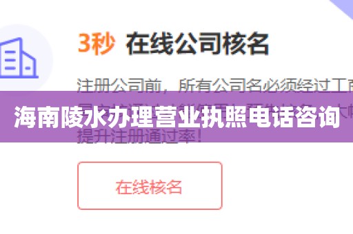 海南陵水办理营业执照电话咨询