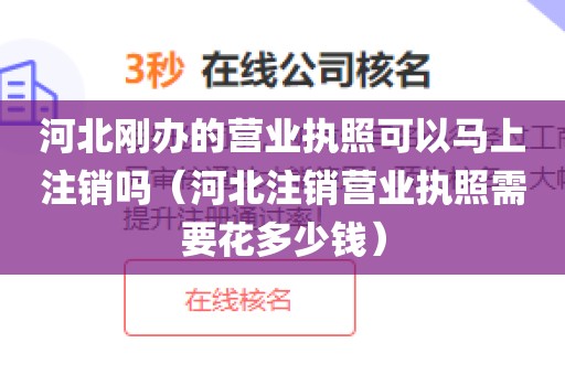 河北刚办的营业执照可以马上注销吗（河北注销营业执照需要花多少钱）