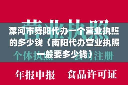 漯河市舞阳代办一个营业执照的多少钱（南阳代办营业执照一般要多少钱）