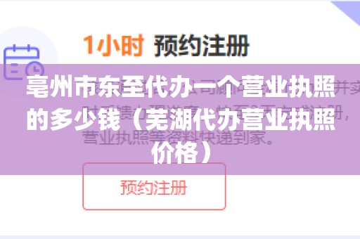 亳州市东至代办一个营业执照的多少钱（芜湖代办营业执照价格）
