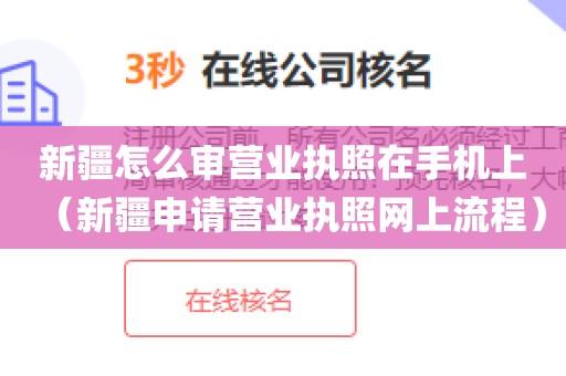 新疆怎么审营业执照在手机上（新疆申请营业执照网上流程）