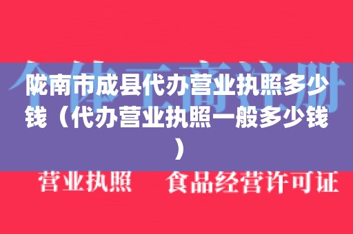 陇南市成县代办营业执照多少钱(代办营业执照一般多少钱)