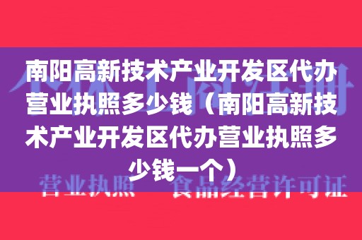 南阳高新技术产业开发区代办营业执照多少钱（南阳高新技术产业开发区代办营业执照多少钱一个）