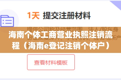 海南个体工商营业执照注销流程（海南e登记注销个体户）