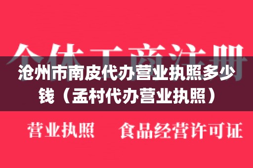 沧州市南皮代办营业执照多少钱（孟村代办营业执照）