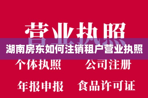 湖南房东如何注销租户营业执照
