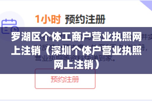 罗湖区个体工商户营业执照网上注销(深圳个体户营业执照网上注销)