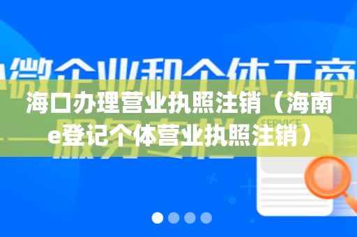 海口办理营业执照注销（海南e登记个体营业执照注销）