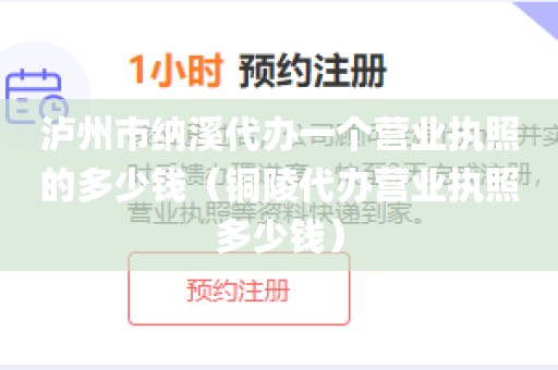 泸州市纳溪代办一个营业执照的多少钱(铜陵代办营业执照多少钱)