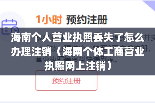 海南个人营业执照丢失了怎么办理注销(海南个体工商营业执照网上注销)