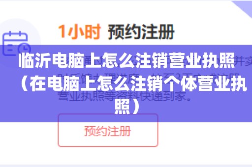临沂电脑上怎么注销营业执照（在电脑上怎么注销个体营业执照）