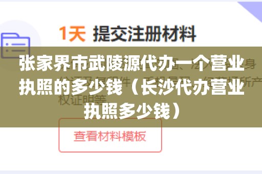 张家界市武陵源代办一个营业执照的多少钱（长沙代办营业执照多少钱）