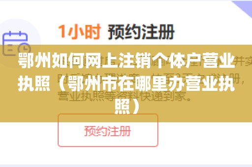 鄂州如何网上注销个体户营业执照（鄂州市在哪里办营业执照）