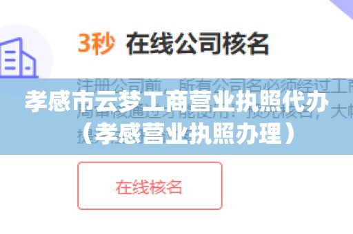 孝感市云梦工商营业执照代办（孝感营业执照办理）