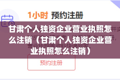 甘肃个人独资企业营业执照怎么注销（甘肃个人独资企业营业执照怎么注销）