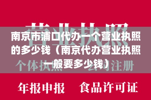 南京市浦口代办一个营业执照的多少钱(南京代办营业执照一般要多少钱)