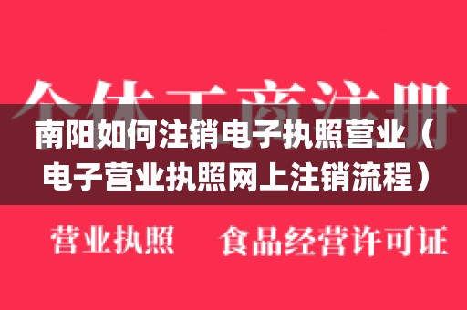 南阳如何注销电子执照营业（电子营业执照网上注销流程）