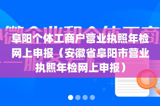 阜阳个体工商户营业执照年检网上申报（安徽省阜阳市营业执照年检网上申报）