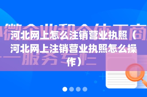 河北网上怎么注销营业执照（河北网上注销营业执照怎么操作）