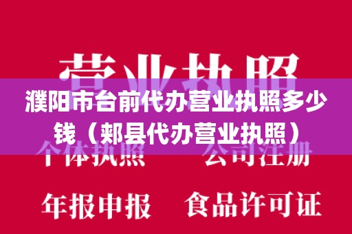 濮阳市台前代办营业执照多少钱（郏县代办营业执照）