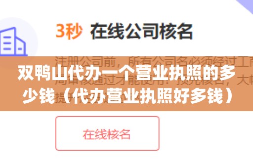 双鸭山代办一个营业执照的多少钱（代办营业执照好多钱）
