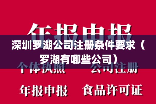 深圳罗湖公司注册条件要求(罗湖有哪些公司)