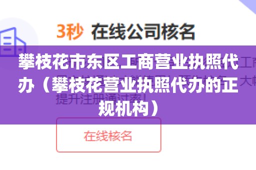 攀枝花市东区工商营业执照代办（攀枝花营业执照代办的正规机构）