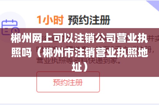 郴州网上可以注销公司营业执照吗（郴州市注销营业执照地址）