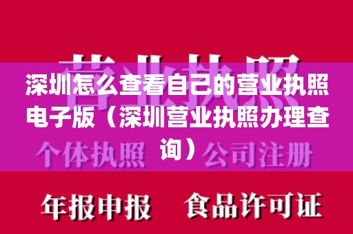 深圳怎么查看自己的营业执照电子版（深圳营业执照办理查询）