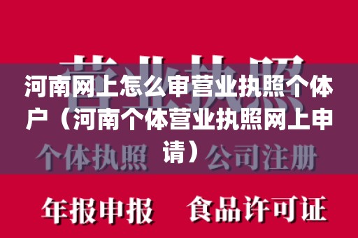 河南网上怎么审营业执照个体户（河南个体营业执照网上申请）
