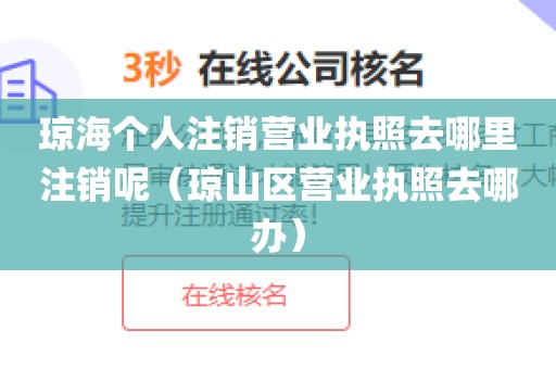 琼海个人注销营业执照去哪里注销呢（琼山区营业执照去哪办）